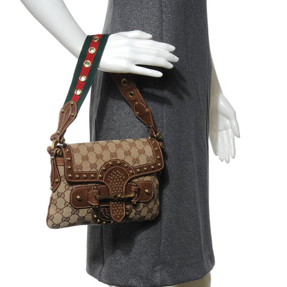 Gucci Monogram Studded Pelham Flap Bag Brown 2 of 7