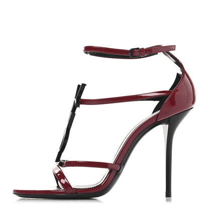 Saint Laurent Patent Calfskin Cassandra 100 Sandals 37.5 Red Laquer 1 of 9