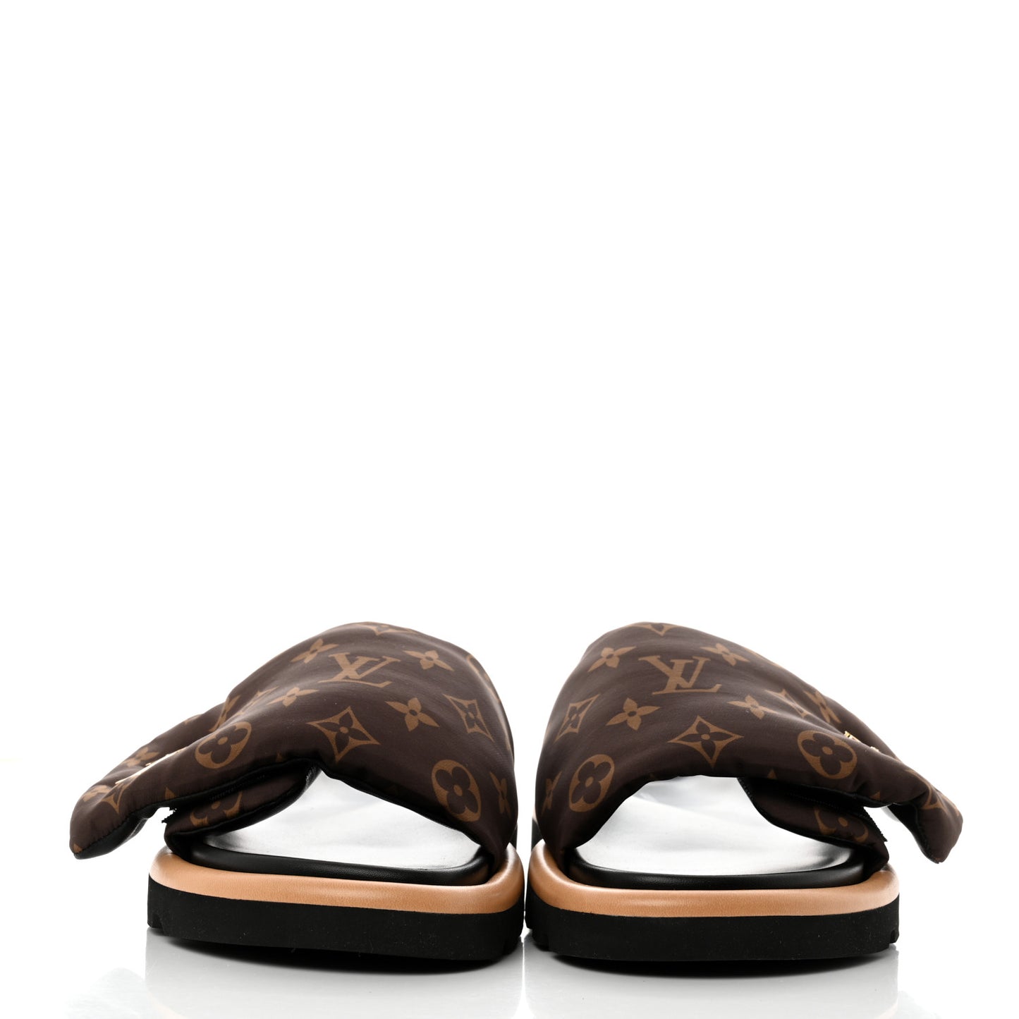 Nylon Monogram LV Pool Pillow Flat Comfort Mule 38 Cacao Brown