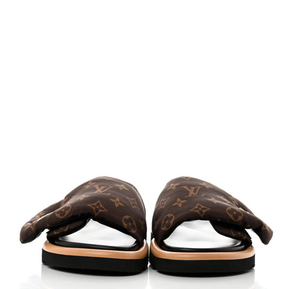 Louis Vuitton Nylon Monogram LV Pool Pillow Flat Comfort Mule 38 Cacao Brown 2 of 8