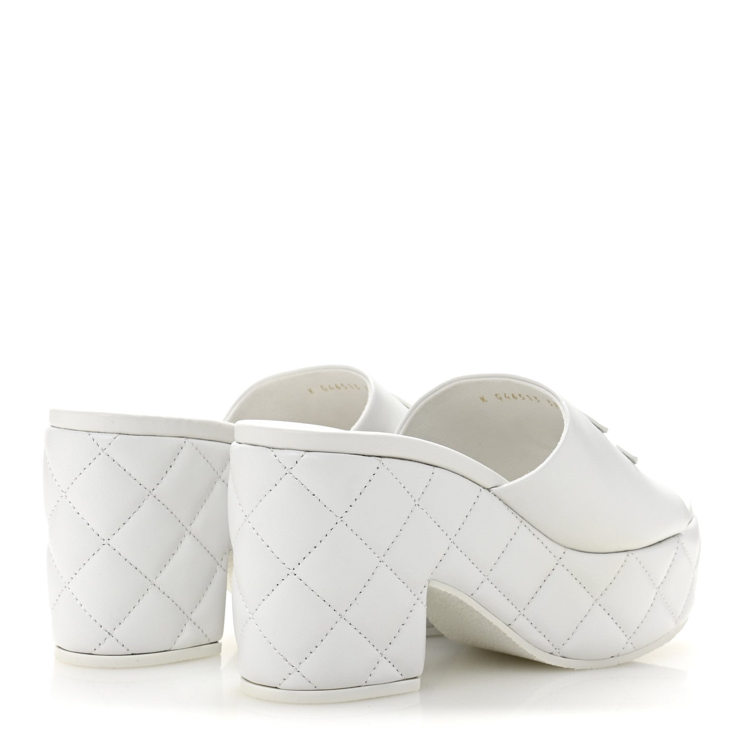 Chanel Lambskin Quilted CC Platform Mules 38 White 5 of 10