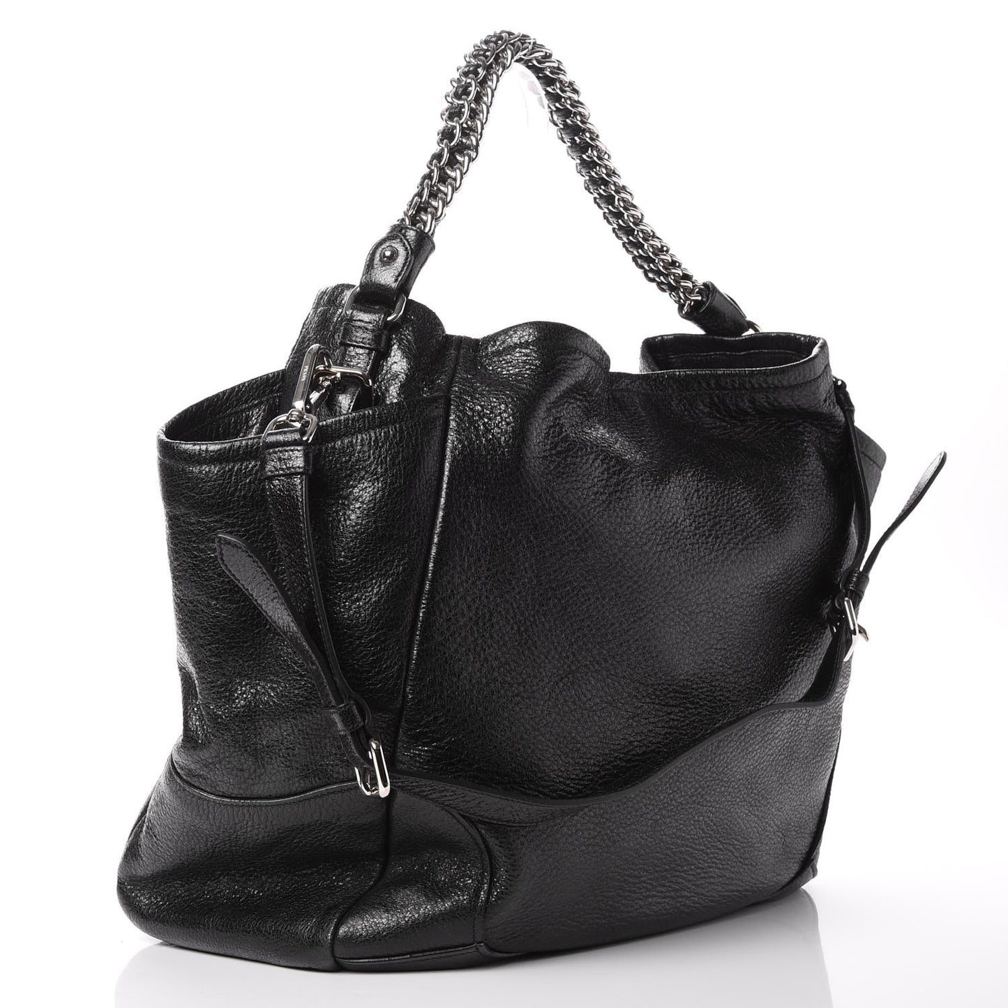 Cervo Lux Chain Shoulder Bag Nero Black