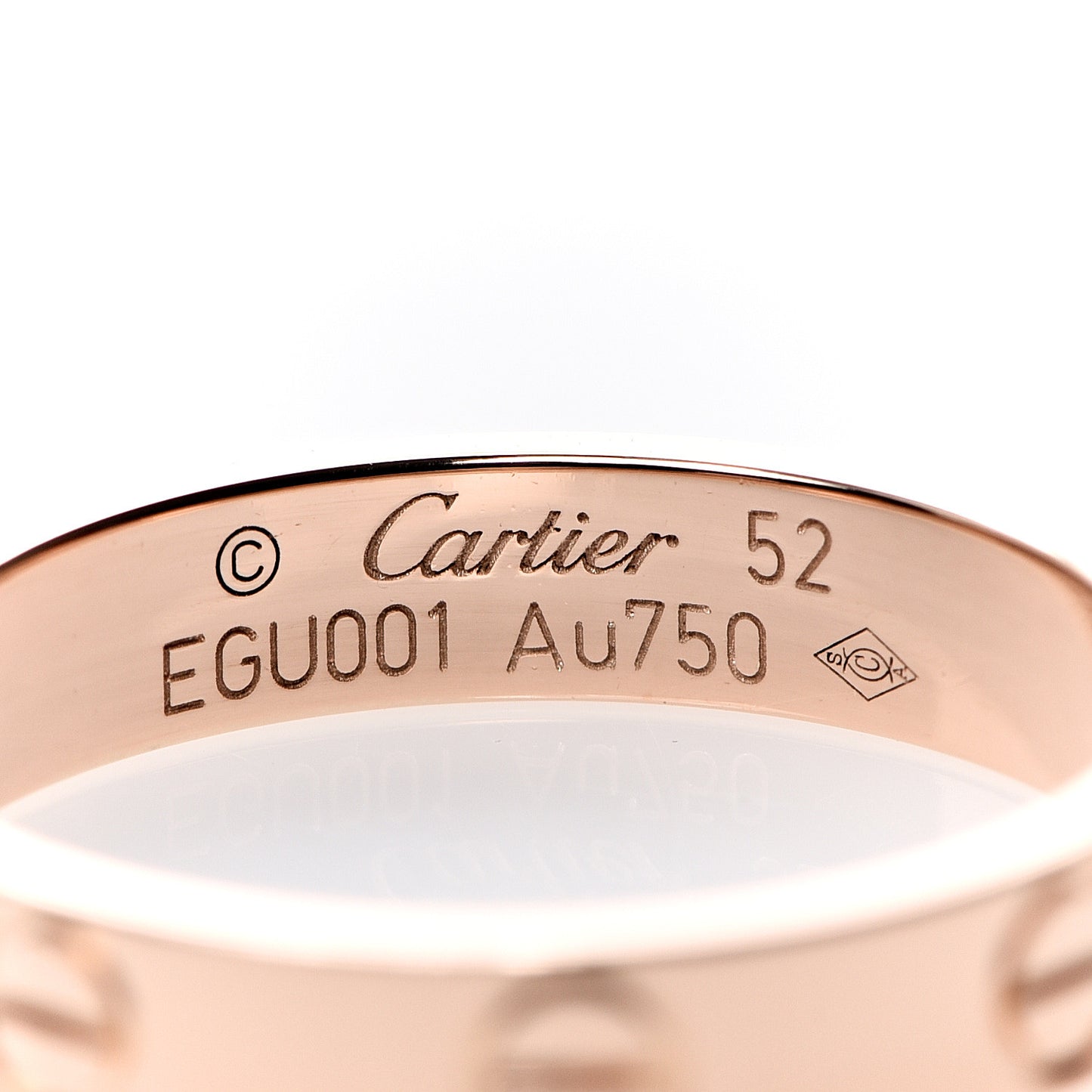 18K Pink Gold 3.5mm LOVE Wedding Band Ring 52 6