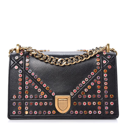 Christian Dior Calfskin Studded Small Diorama Flap Bag Black Multicolor 1 of 13