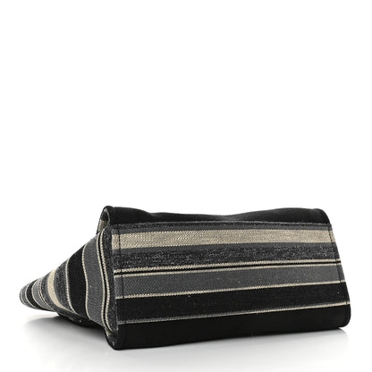 Chanel Striped Canvas Medium Deauville Tote Grey Black 4 of 9