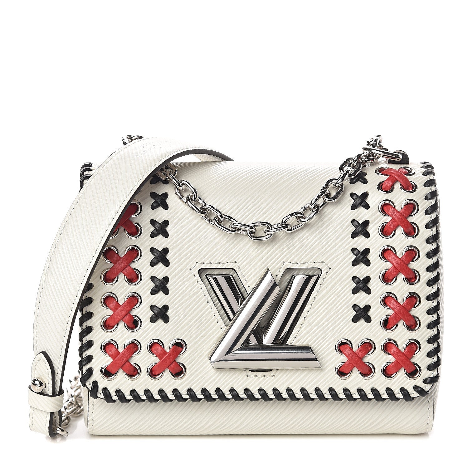 Louis Vuitton Epi Embroidered Twist Shoulder Bag PM White 1 of 7