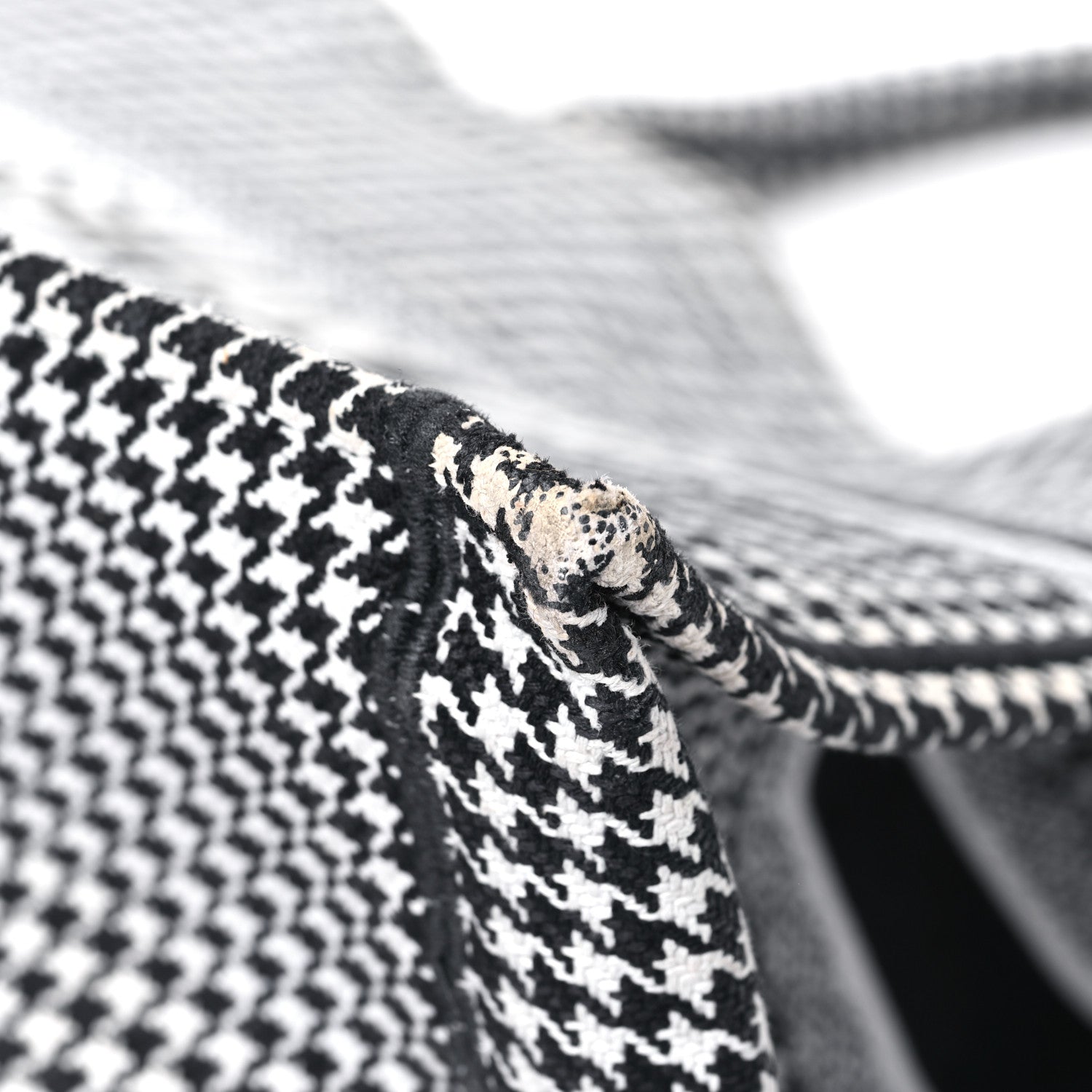 Christian Dior Canvas Houndstooth Embroidered Large Book Tote Black White 10 of 16