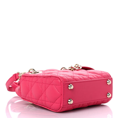 Christian Dior Lambskin Cannage Micro Lady Dior Bright Pink 3 of 8
