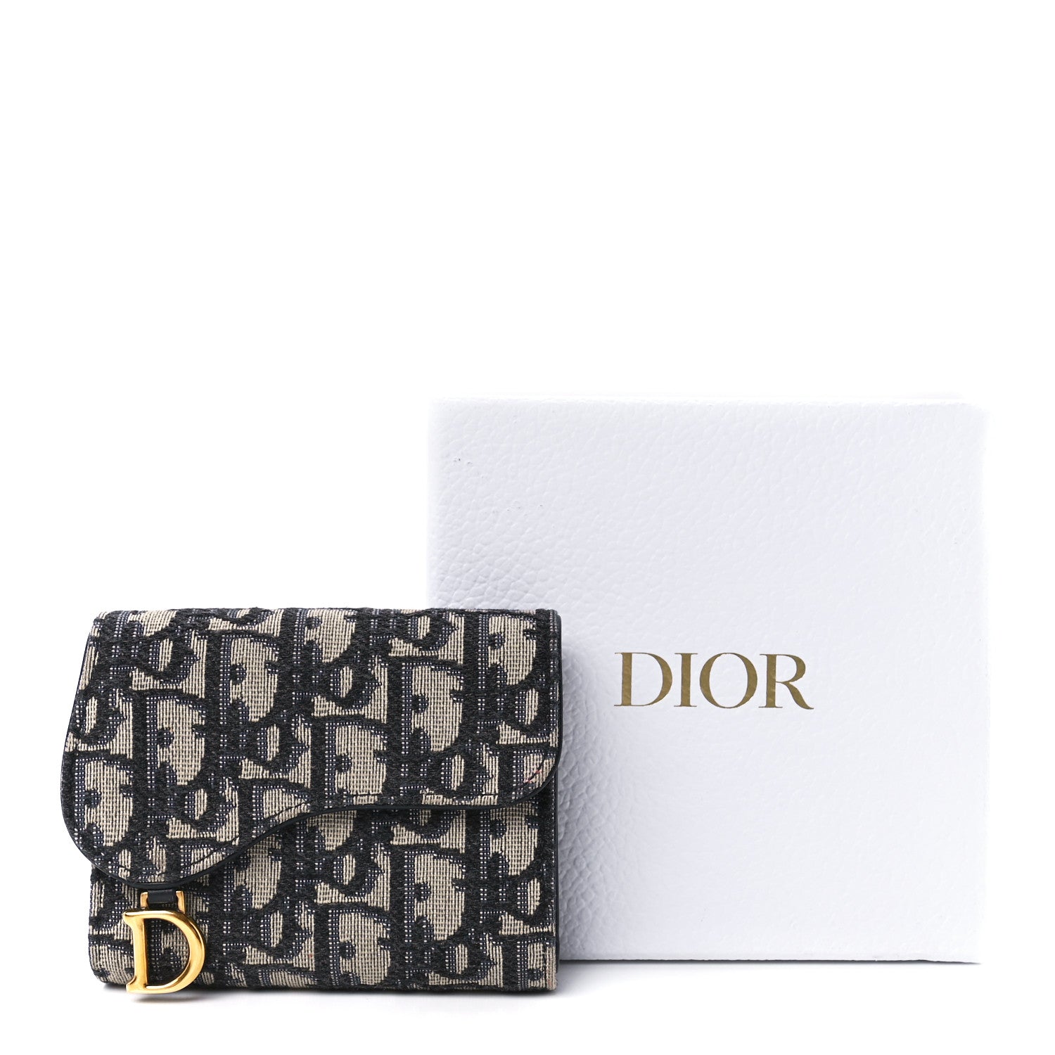 Christian Dior Oblique Saddle Lotus Wallet Blue 15 of 15
