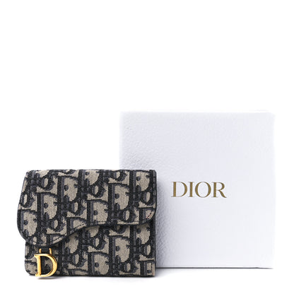 Christian Dior Oblique Saddle Lotus Wallet Blue 15 of 15