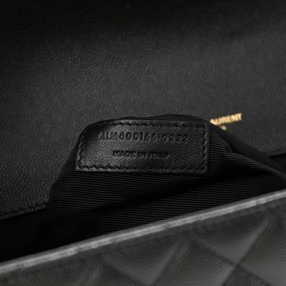 Saint Laurent Grain De Poudre Textured Mixed Matelasse Large Triquilt Monogram Satchel Black 7 of 10