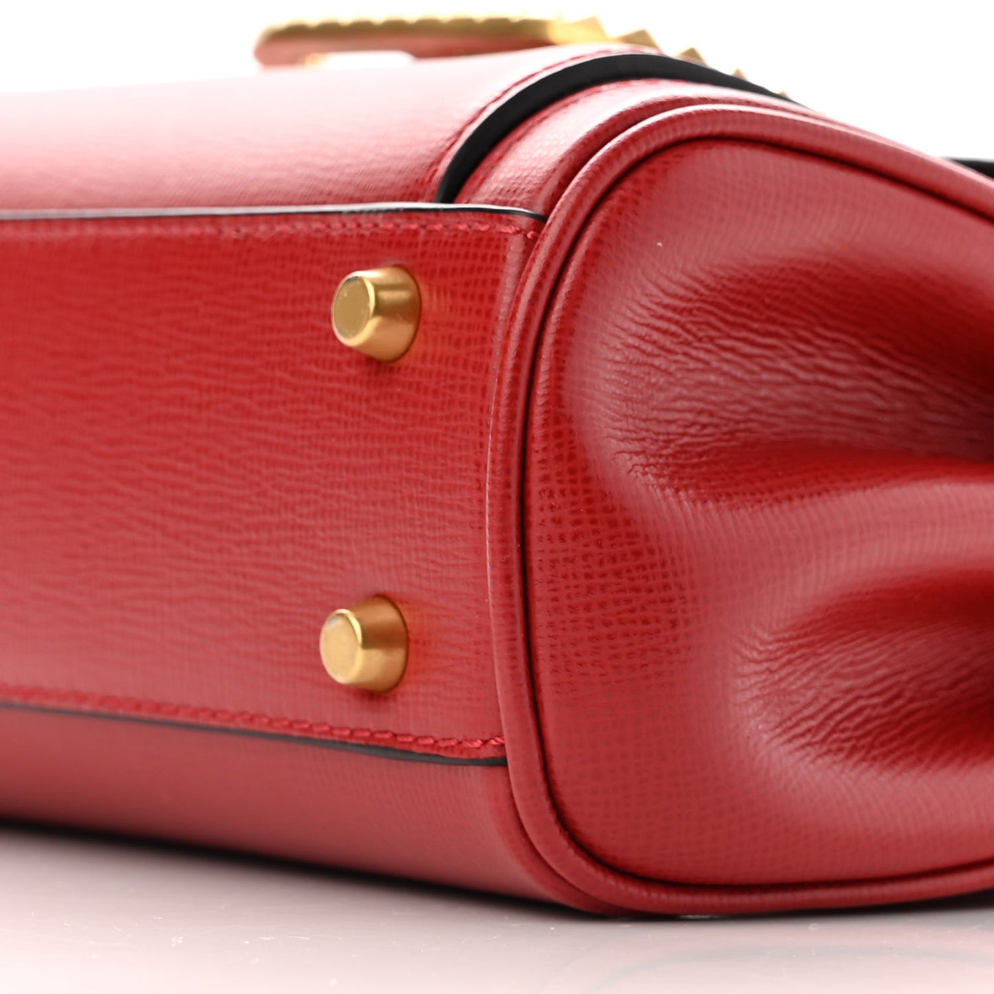 Grainy Calfskin Mini Rockstud Alcove Top-Handle Bag Rouge Pur