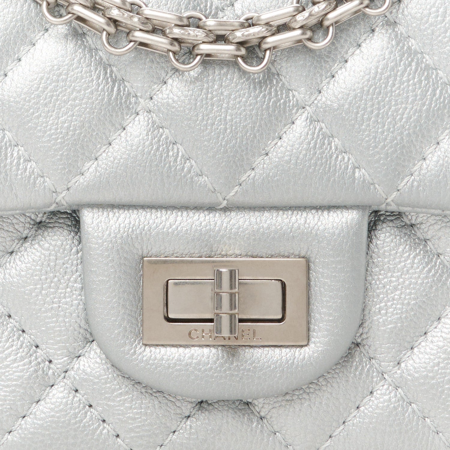 Chanel Metallic Grained Calfskin Quilted 2.55 Reissue Mini Flap Silver 8 of 10
