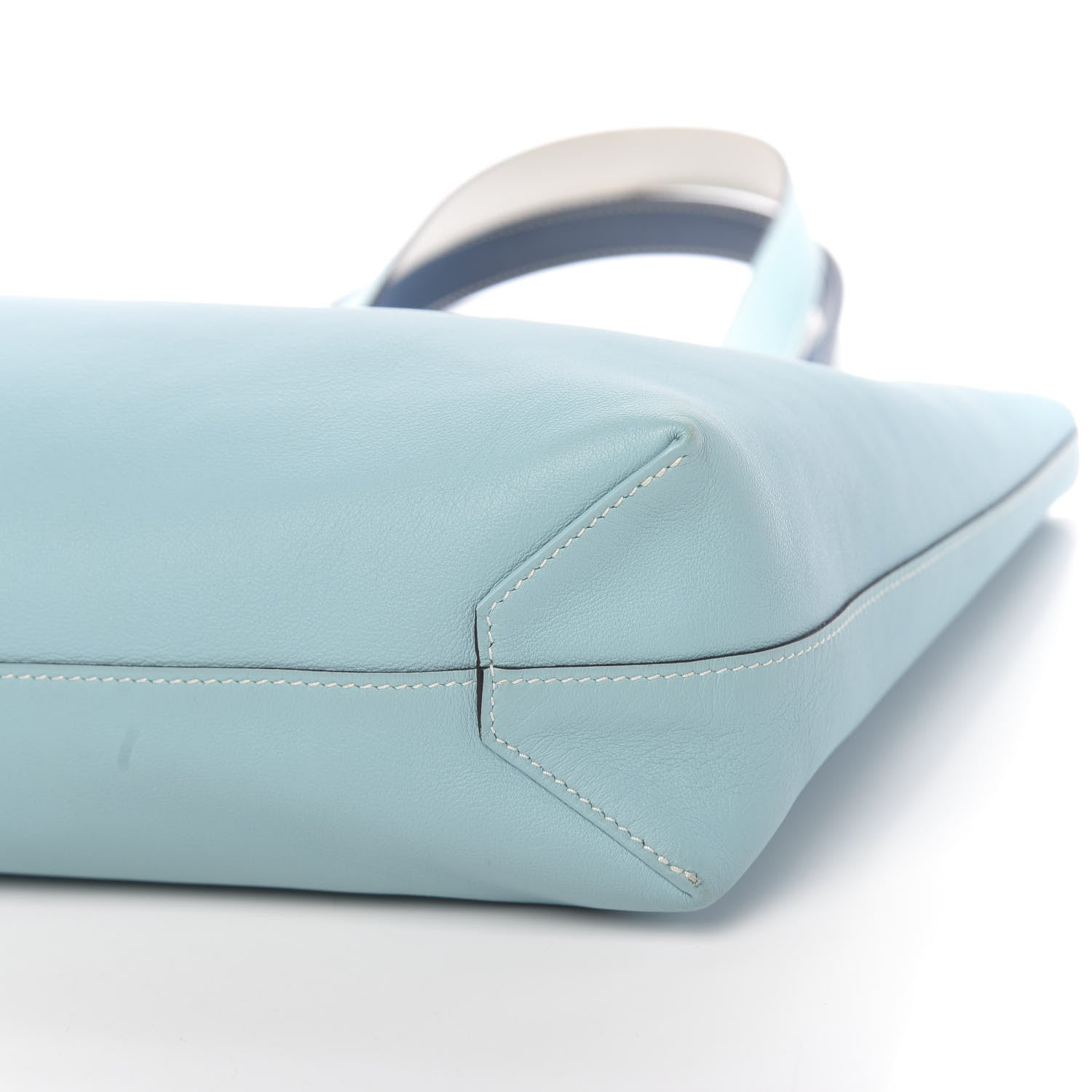 Hermes Veau Sikkim Swift Double Sens 30 Reversible Tote Gris Perle Colvert Bleu Atoll 13 of 17
