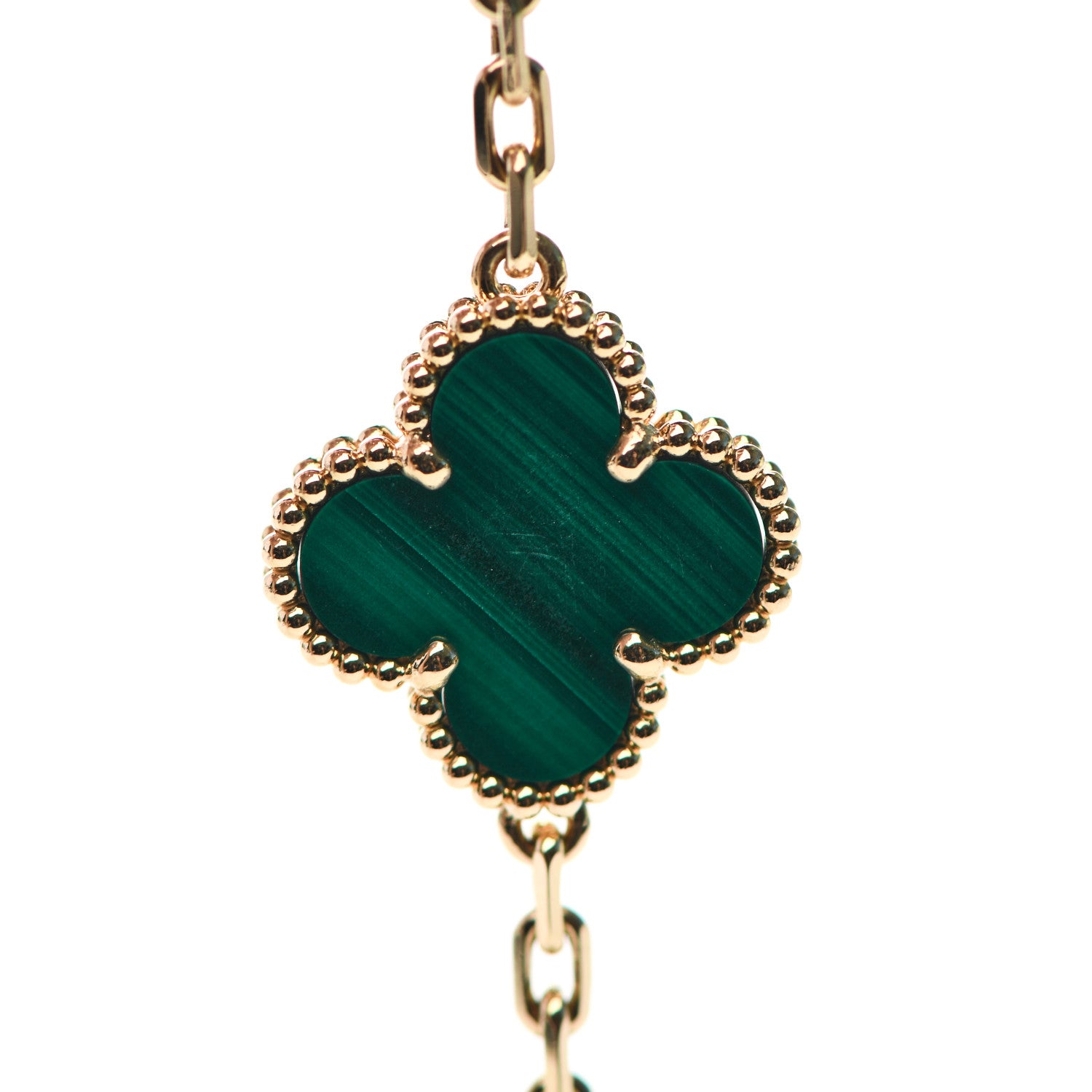 Van Cleef & Arpels 18K Yellow Gold Malachite 5 Motifs Vintage Alhambra Bracelet 6 of 8