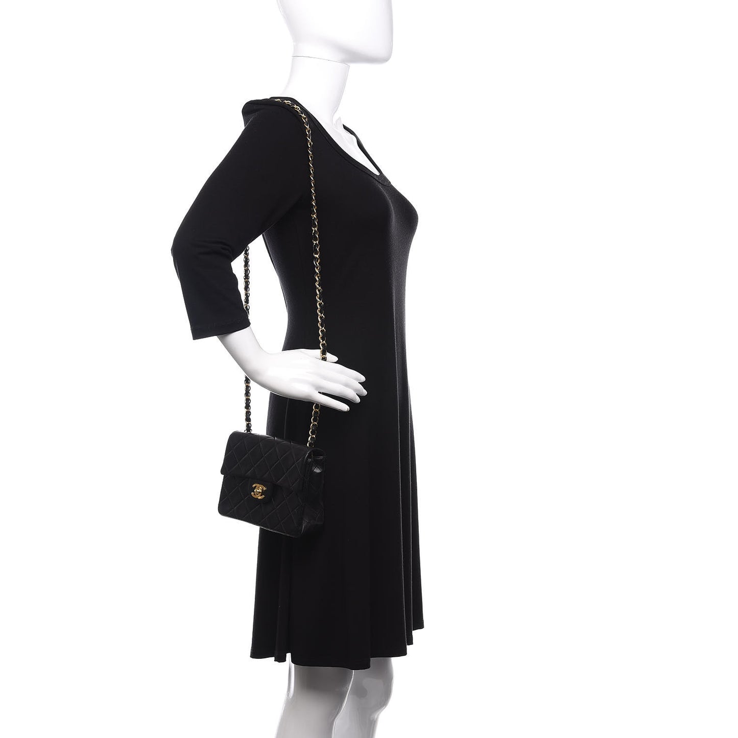 Lambskin Quilted Mini Square Flap Bag Black