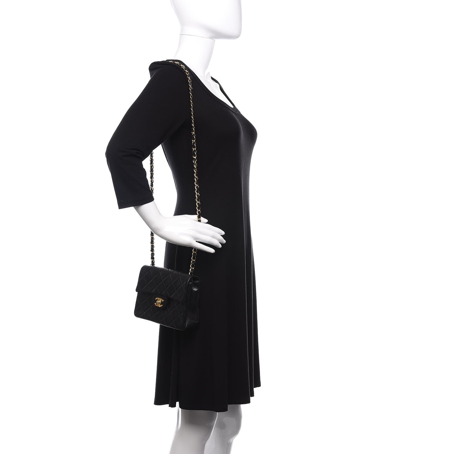 Chanel Lambskin Quilted Mini Square Flap Bag Black 2 of 11