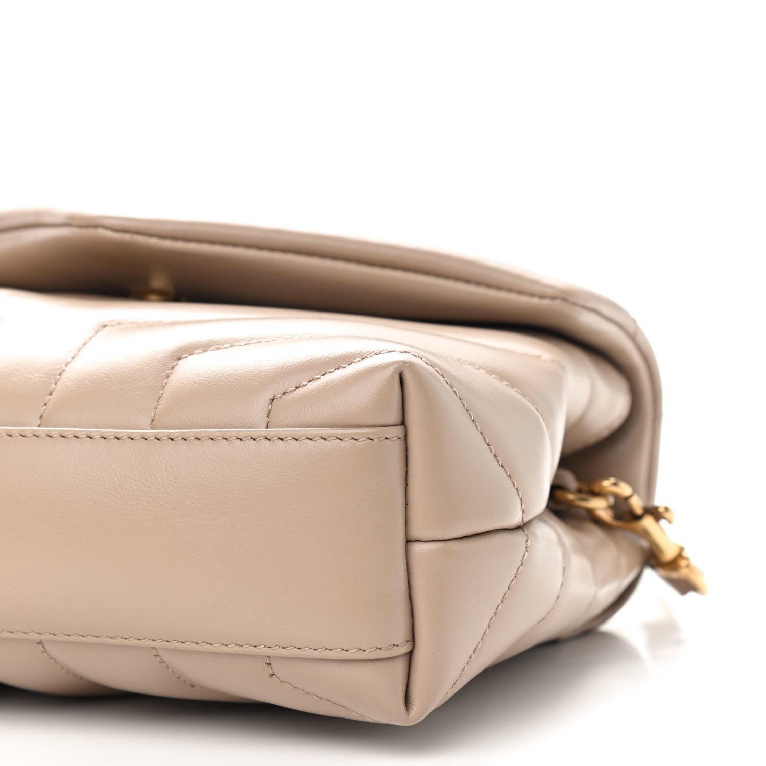 Saint Laurent Calfskin Y Quilted Monogram Toy Loulou Crossbody Bag Dark Beige 10 of 10