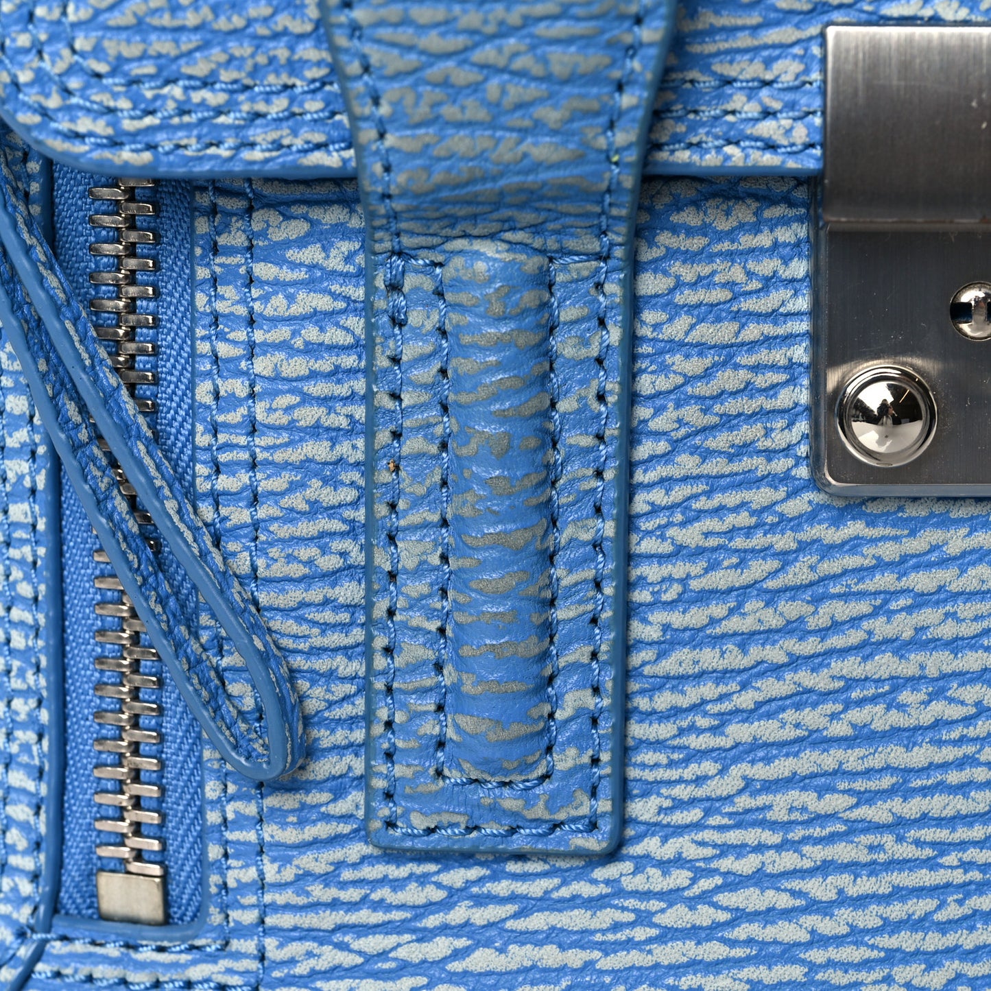 Textured Calfskin Mini Pashli Satchel Blue Ivory