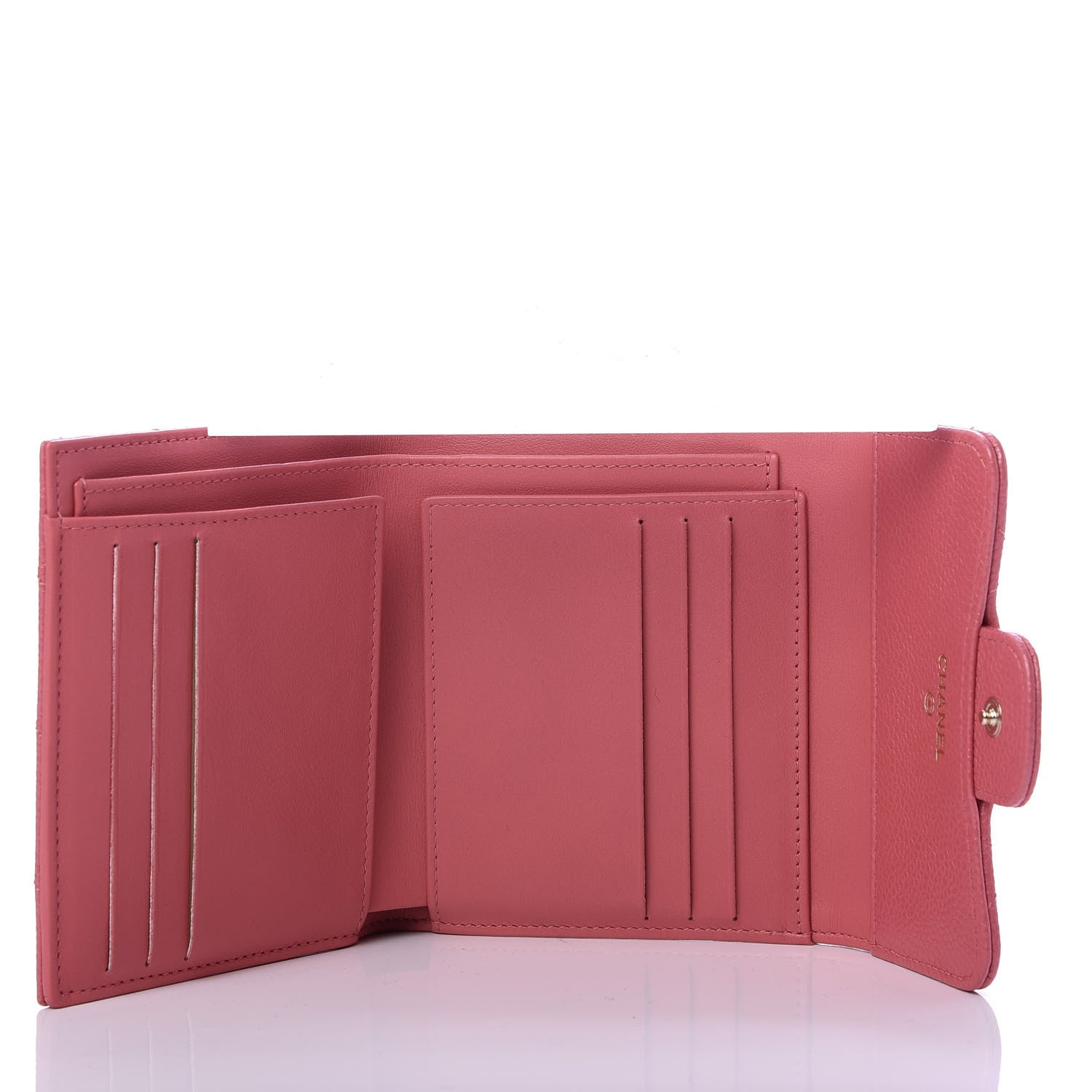 Chanel Metallic Caviar Quilted Compact Flap Wallet Pink 5 of 7