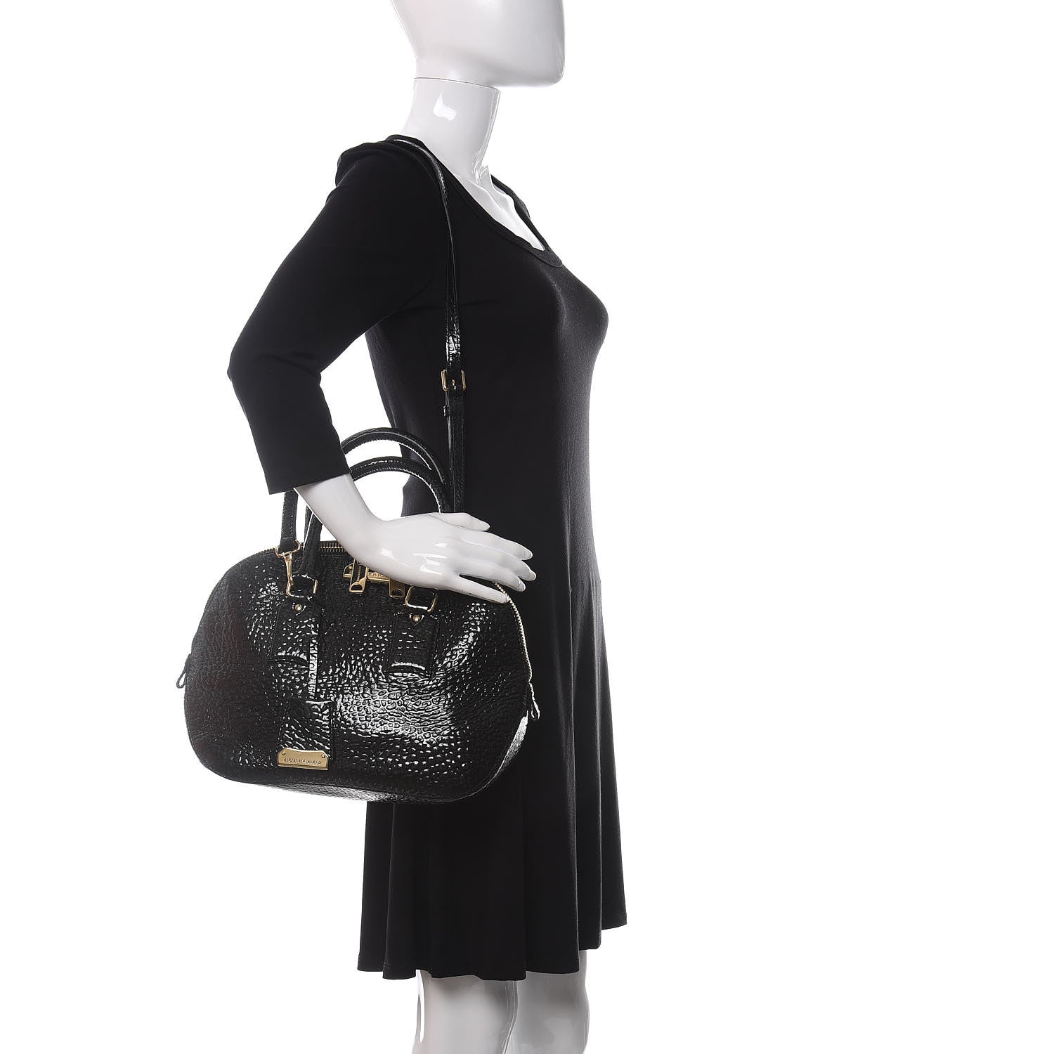 Burberry Patent Heritage Grain Small Orchard Bowling Bag Black 2 of 11