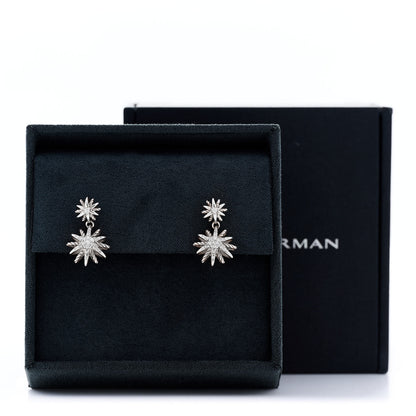 David Yurman Sterling Silver Diamond Starburst Double Drop Earrings 6 of 6