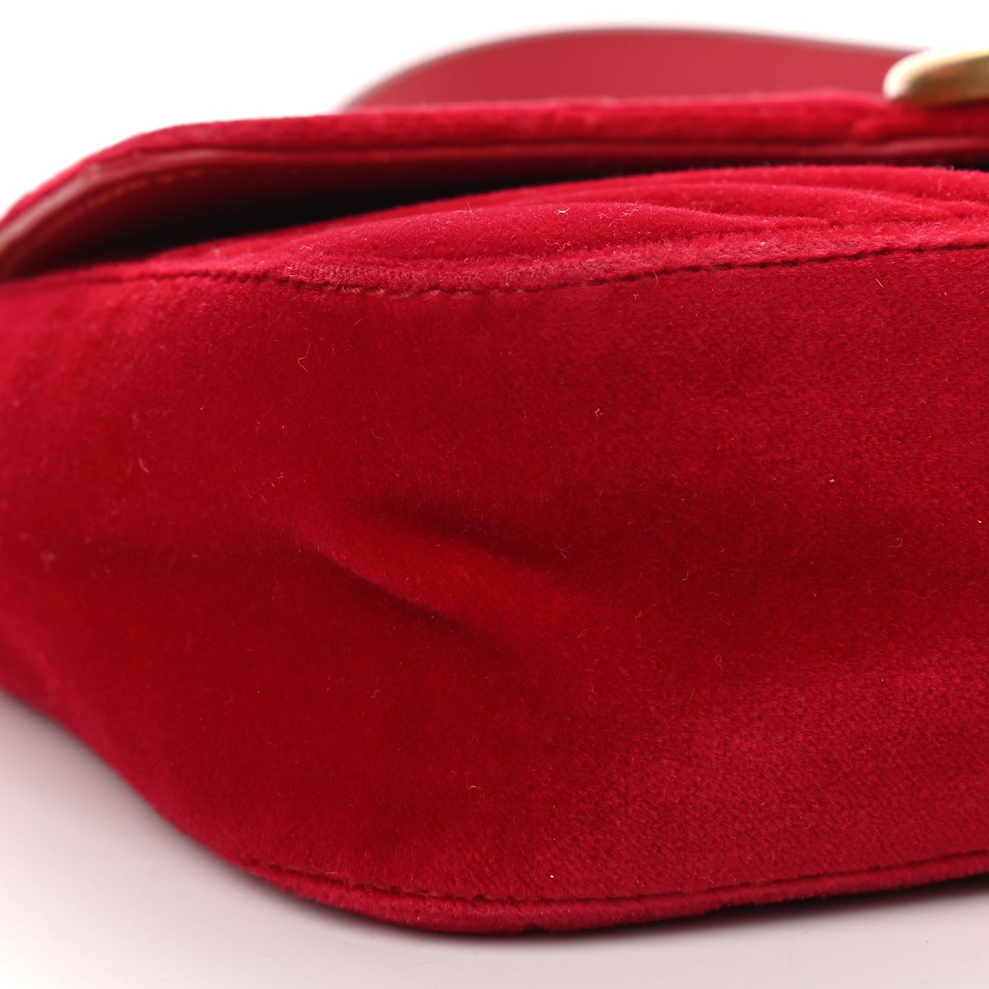 Velvet Matelasse Mini GG Marmont Shoulder Bag Hibiscus Red