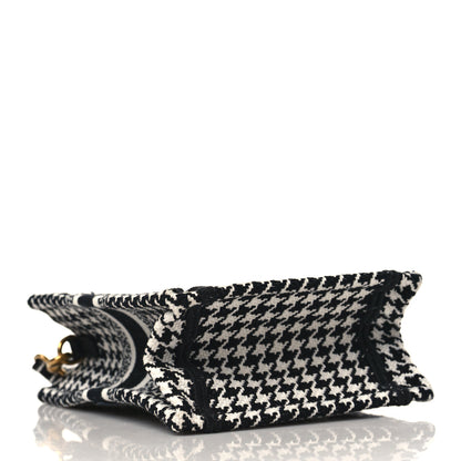 Christian Dior Canvas Houndstooth Embroidered Mini Book Tote Phone Bag Black White 3 of 8