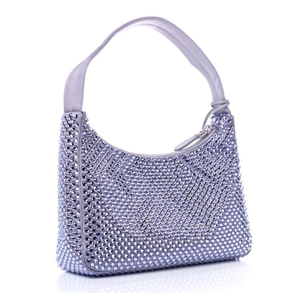 Prada Satin Crystal Mini Re-Edition 2000 Bag Glicine 3 of 11