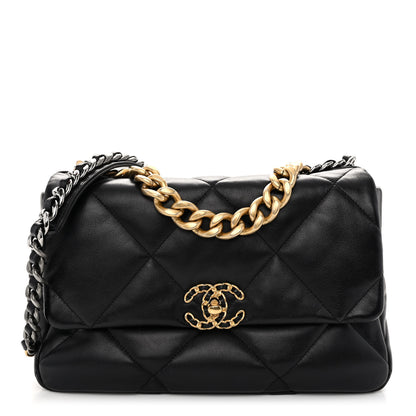 Chanel Goatskin Quilted Large Chanel 19 Flap Black 1 of 10