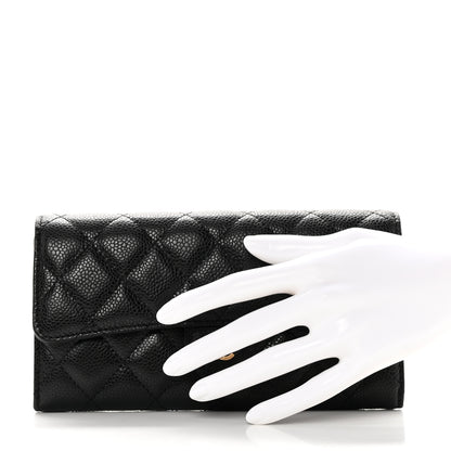 Chanel Caviar Quilted Large Gusset Flap Wallet Black 2 of 9