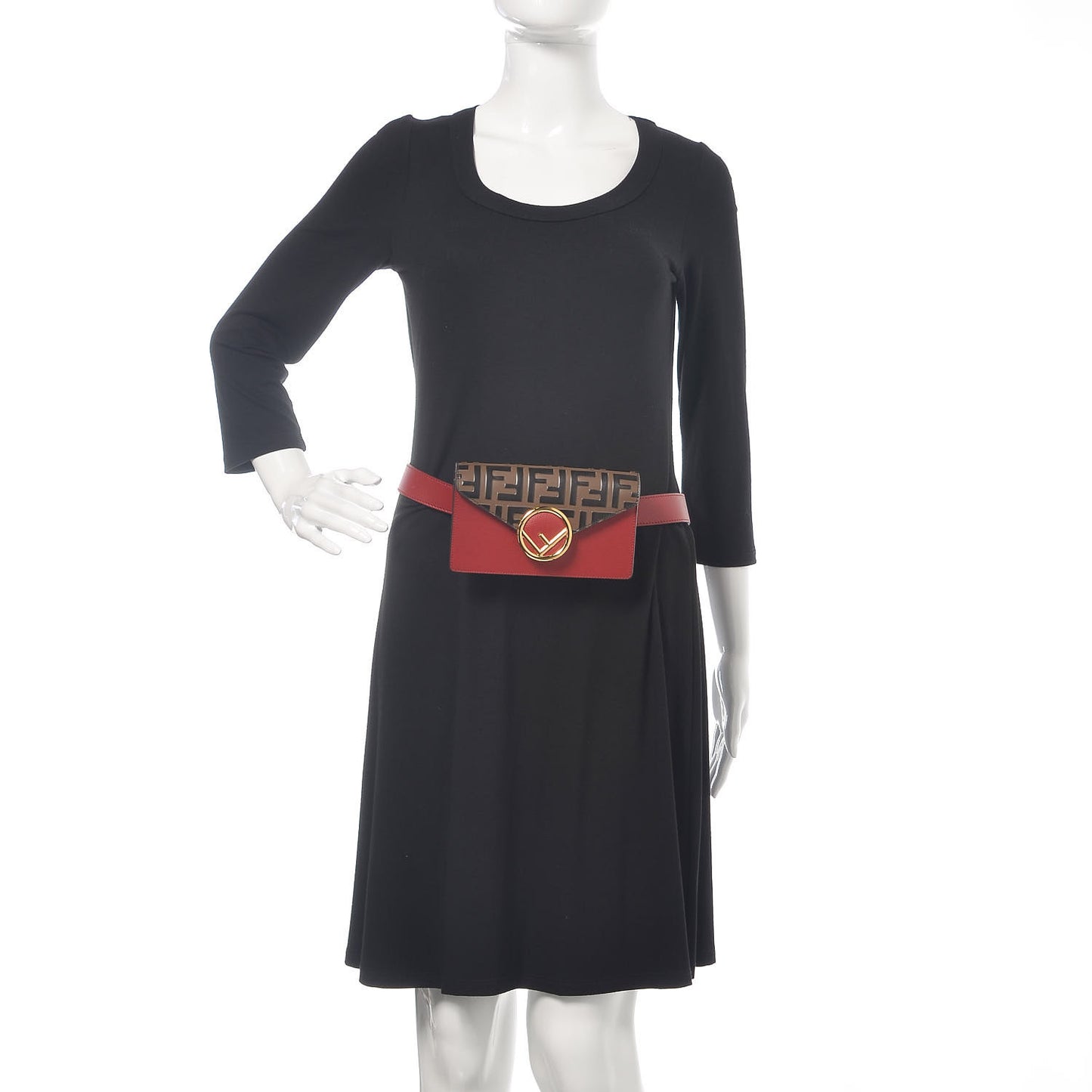 Vitello Cruise F is Fendi Bi-Color FF 1974 Embossed Envelope Belt Bag Maya Black Fragola