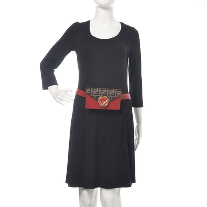 Fendi Vitello Cruise F is Fendi Bi-Color FF 1974 Embossed Envelope Belt Bag Maya Black Fragola 2 of 11