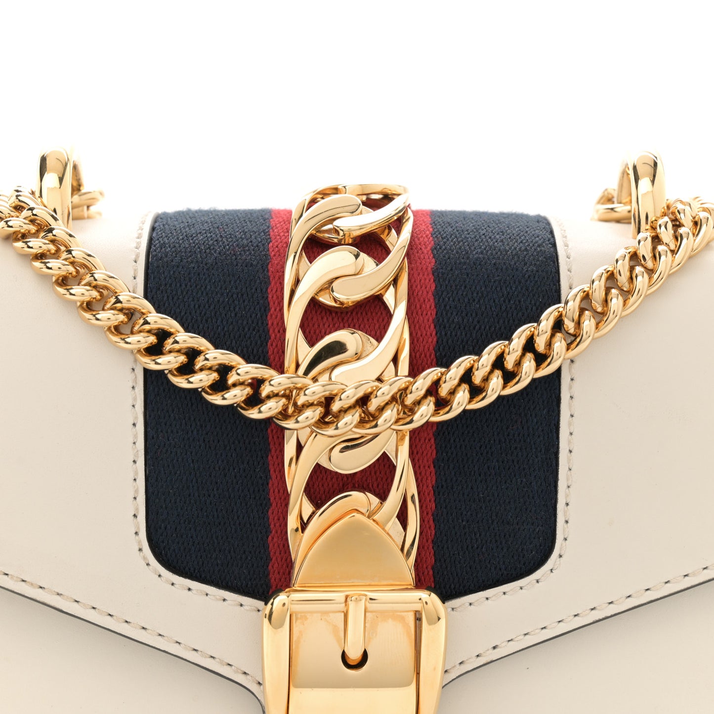 Calfskin Mini Sylvie Chain Shoulder Bag White