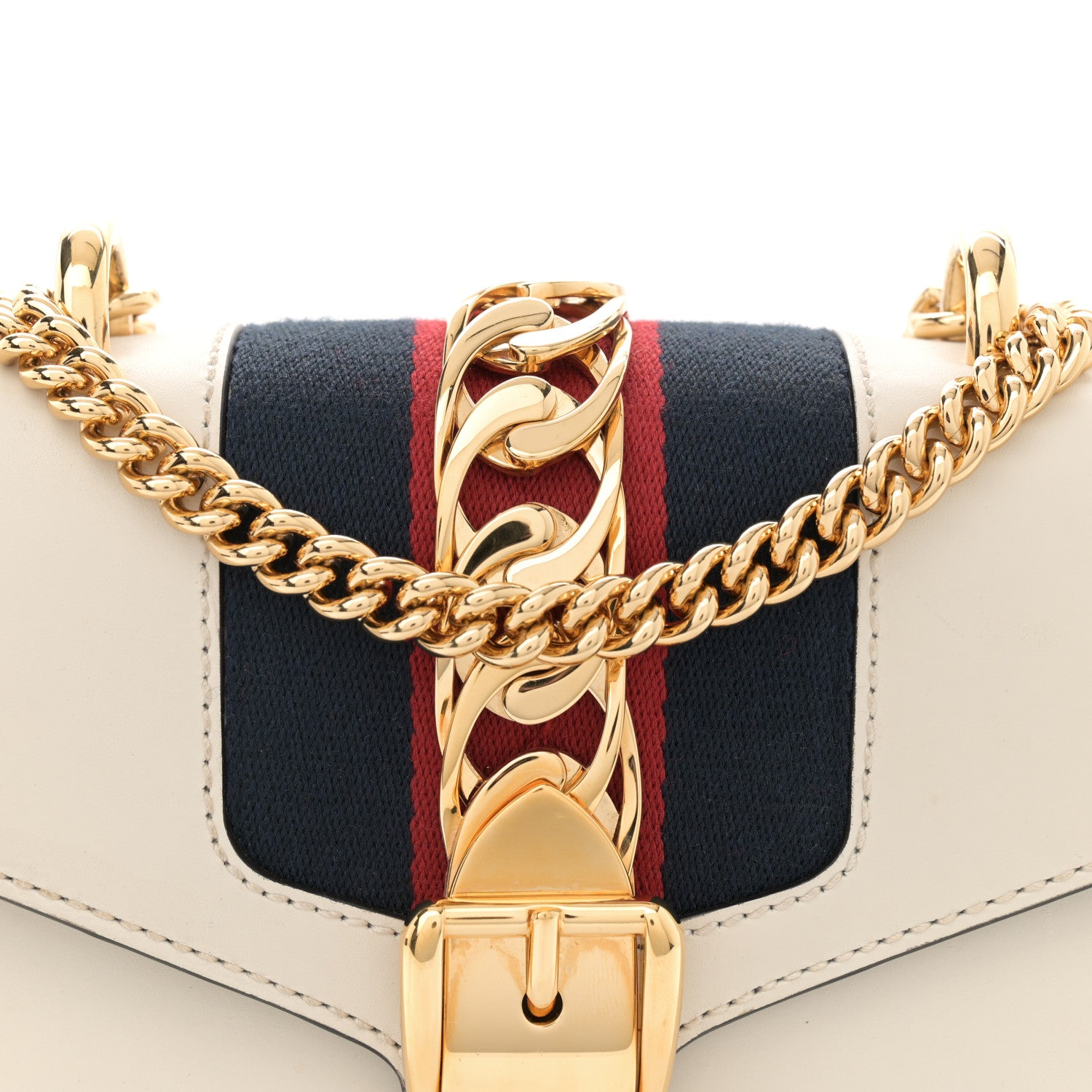 Gucci Calfskin Mini Sylvie Chain Shoulder Bag White 8 of 12