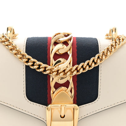 Gucci Calfskin Mini Sylvie Chain Shoulder Bag White 8 of 12