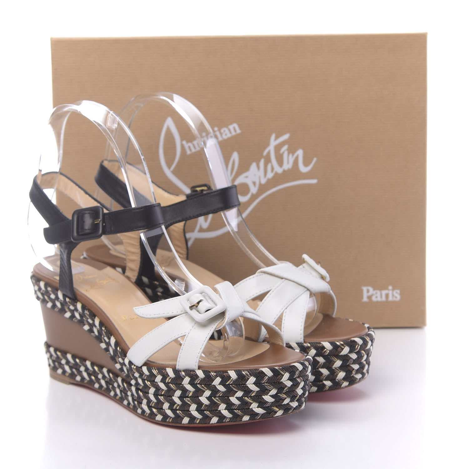 Christian Louboutin Lagoa 70 Platform Sandals 38 White Black 12 of 12