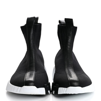 Hermes Technical Canvas Calfskin Fun Sneakers 36 Black White 3 of 11