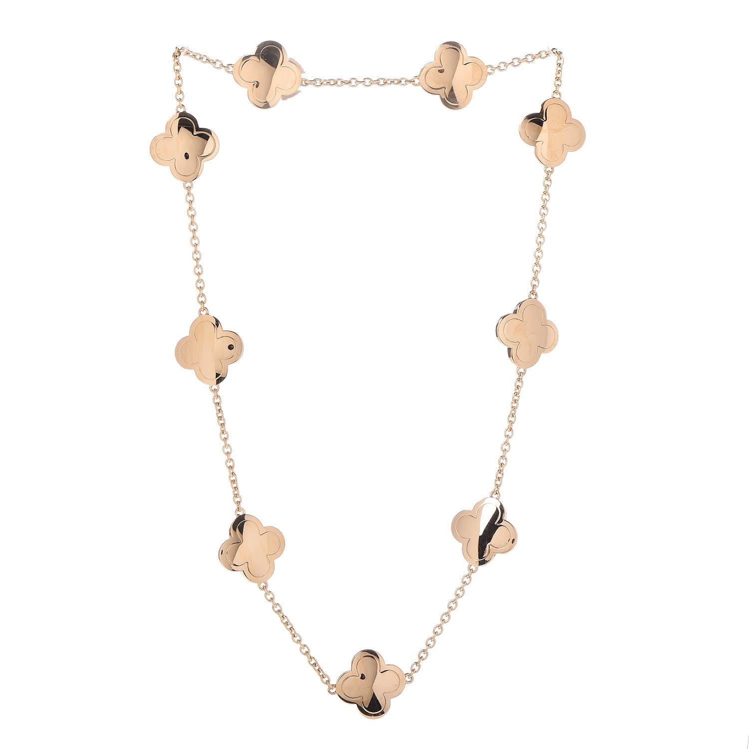 Van Cleef & Arpels 18K Yellow Gold Pure Alhambra 9 Motif Necklace 3 of 5
