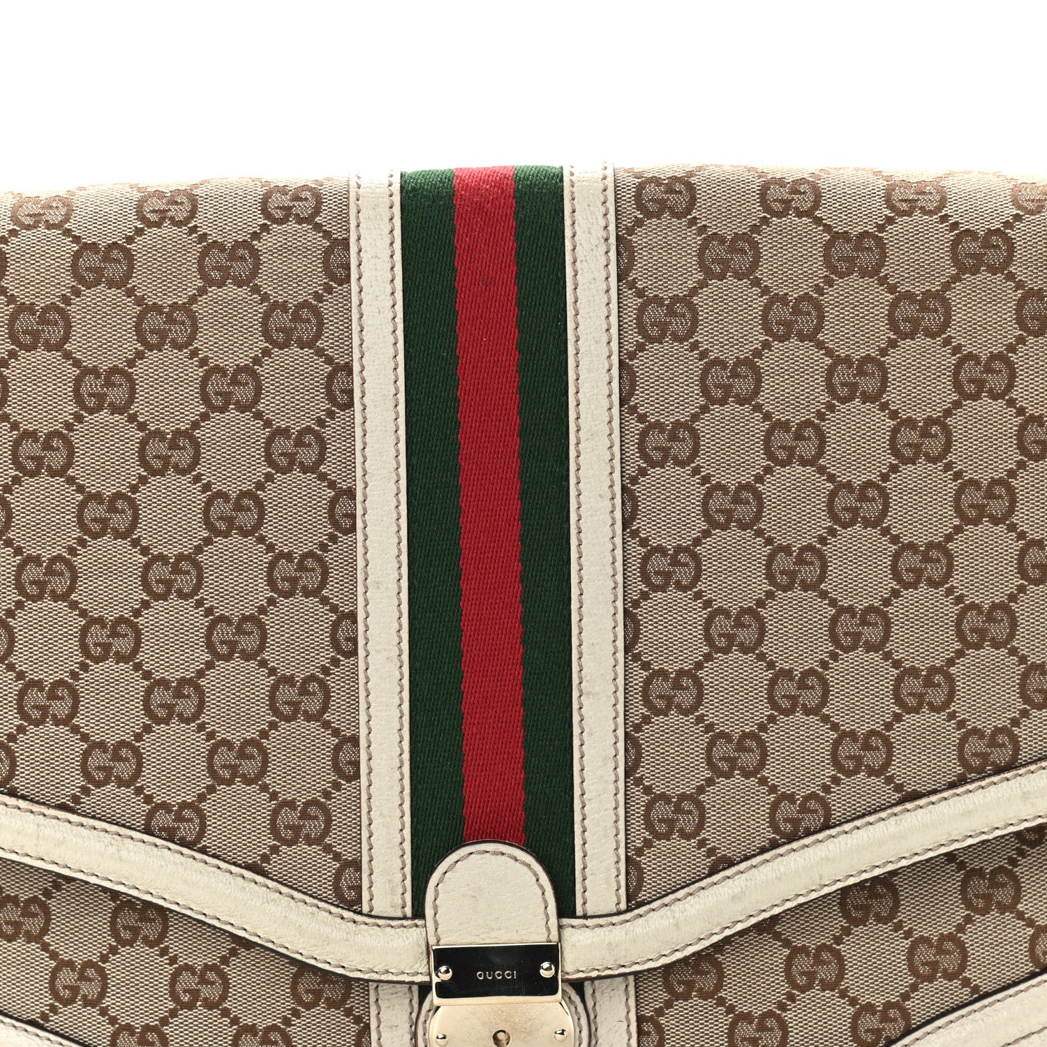 Gucci Monogram Web Large Treasure Flap White 8 of 14