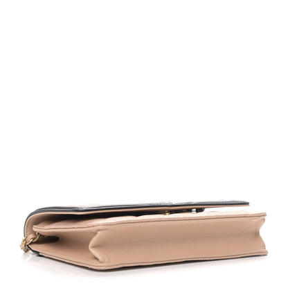 Chanel Caviar Quilted CC Filigree Wallet On Chain WOC Beige Black 3 of 4