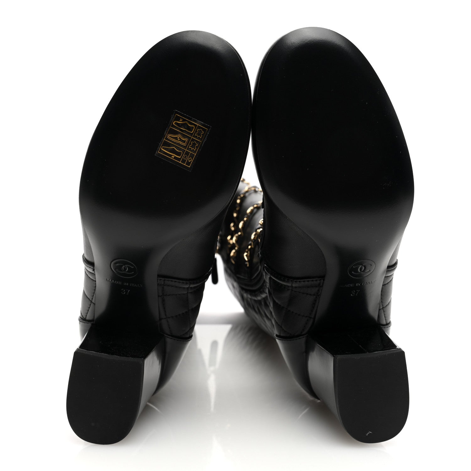 Chanel Lambskin Patent Calfskin Chained High Boots 37 Black 5 of 8