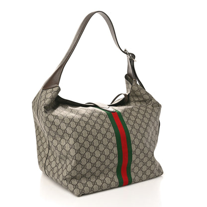 Gucci Tender GG Supreme Monogram Textured Dollar Calfskin Web Medium Jackie 1961 Crossbody Bag Beige Ebony New Acero 4 of 8