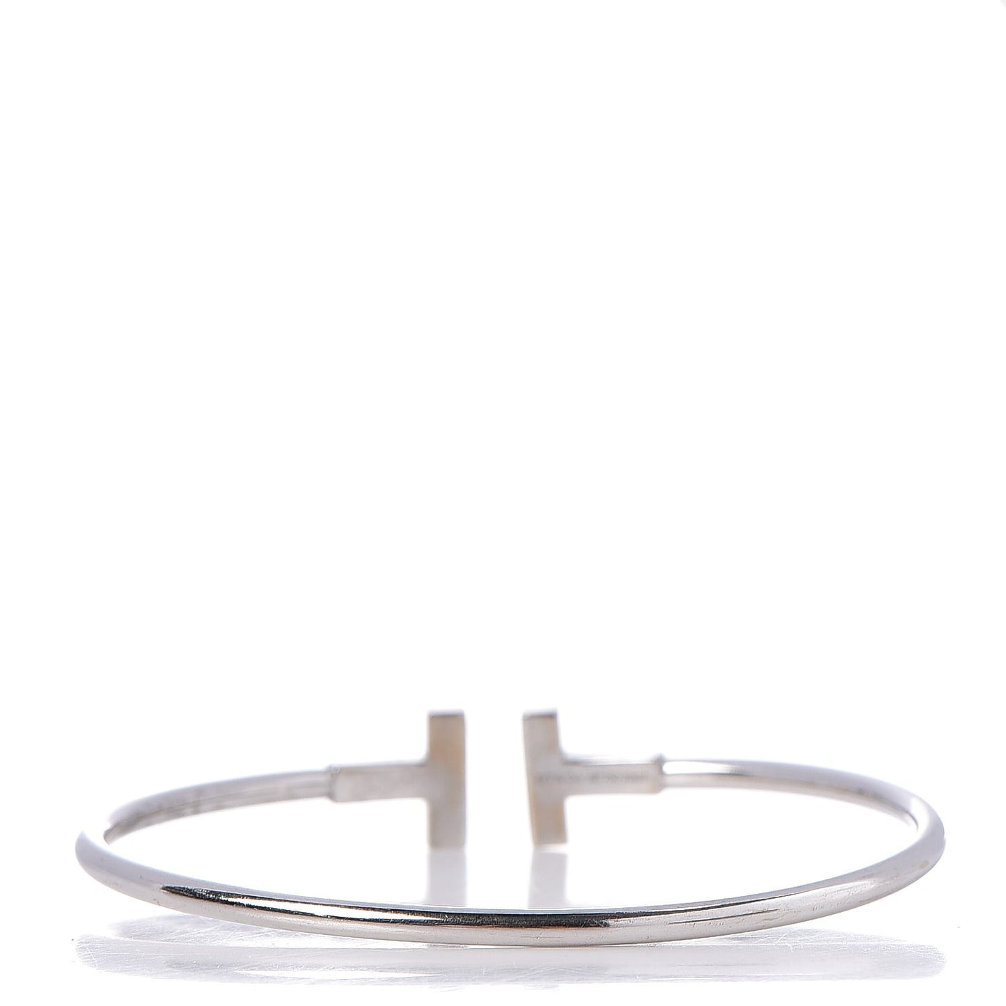18K White Gold Diamond T Wire Bracelet