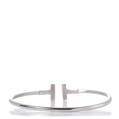 Tiffany 18K White Gold Diamond T Wire Bracelet 3 of 4