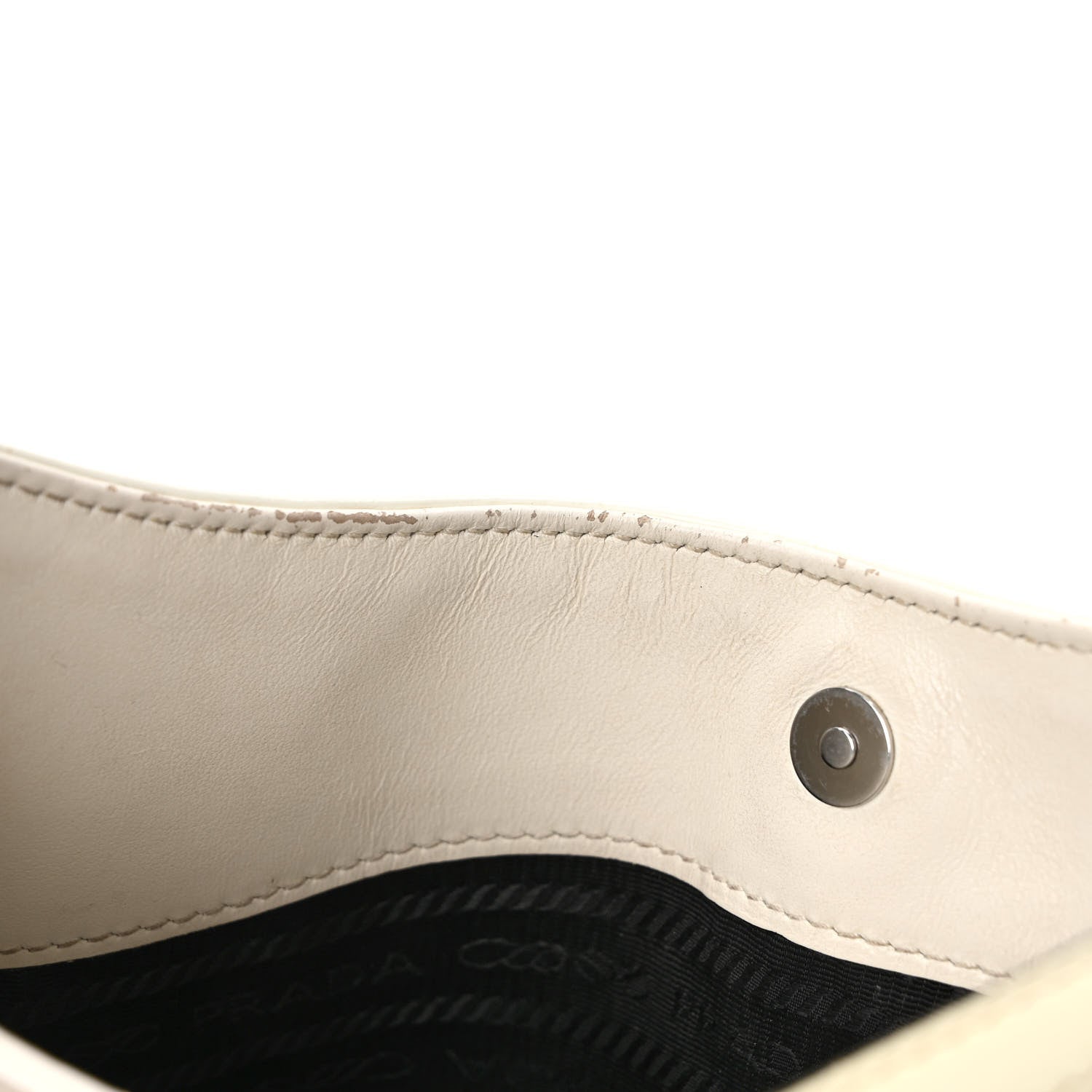 Prada Spazzolato Cleo Shoulder Bag White Black 10 of 10