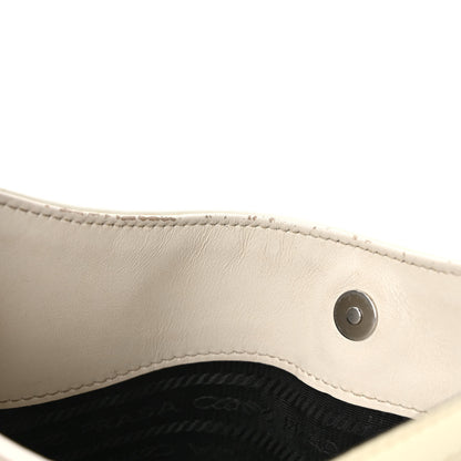 Prada Spazzolato Cleo Shoulder Bag White Black 10 of 10