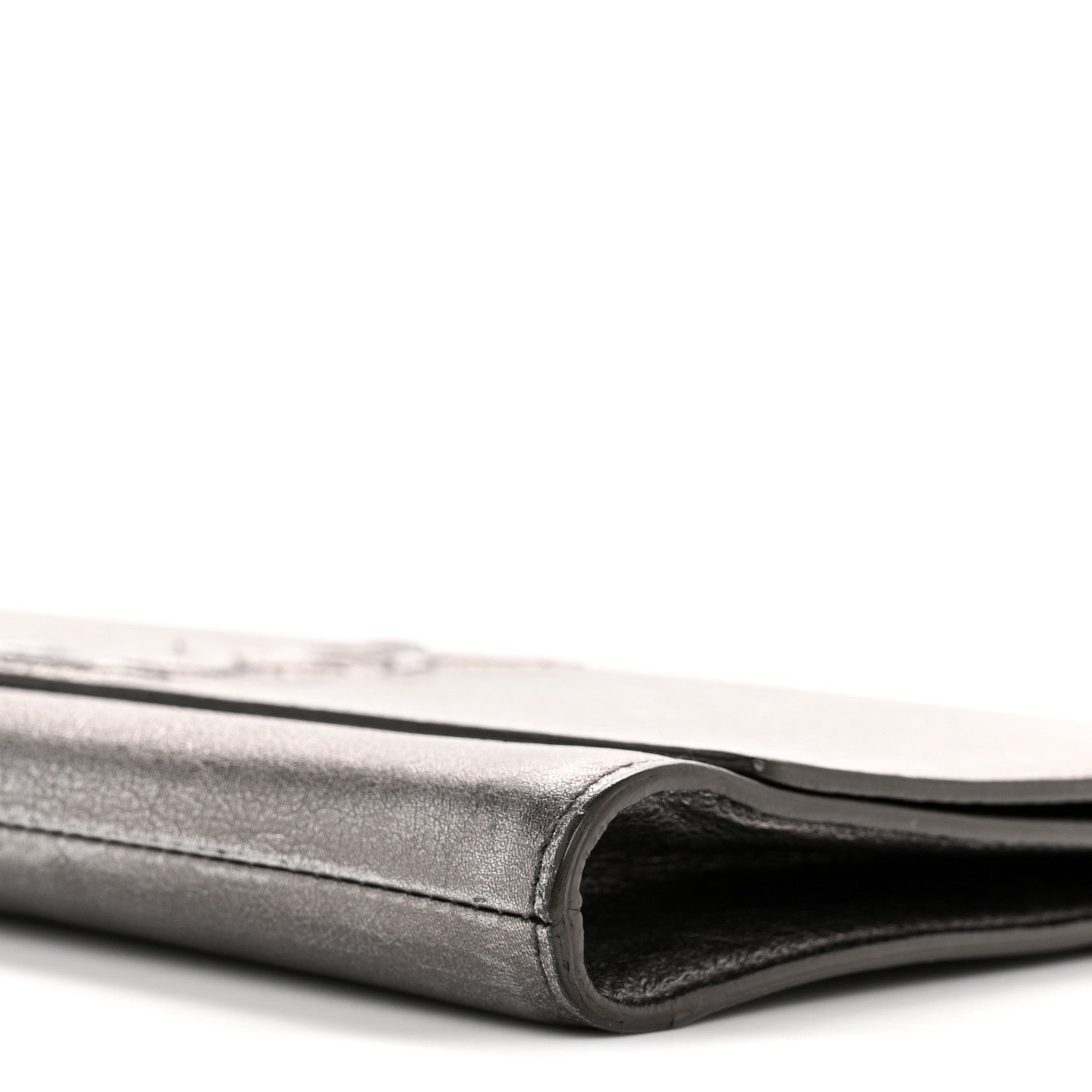 Saint Laurent Metallic Calfskin Large Belle De Jour Clutch Dark Silver 10 of 14