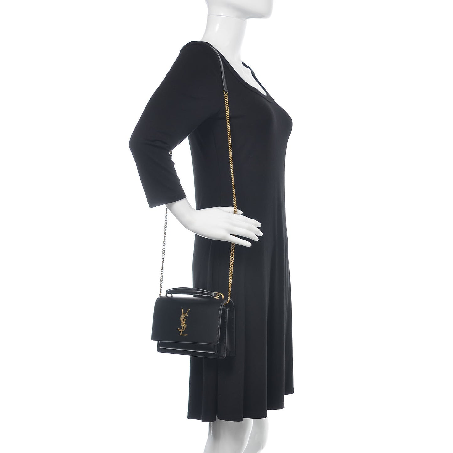 Calfskin Monogram Sunset Chain Wallet Black