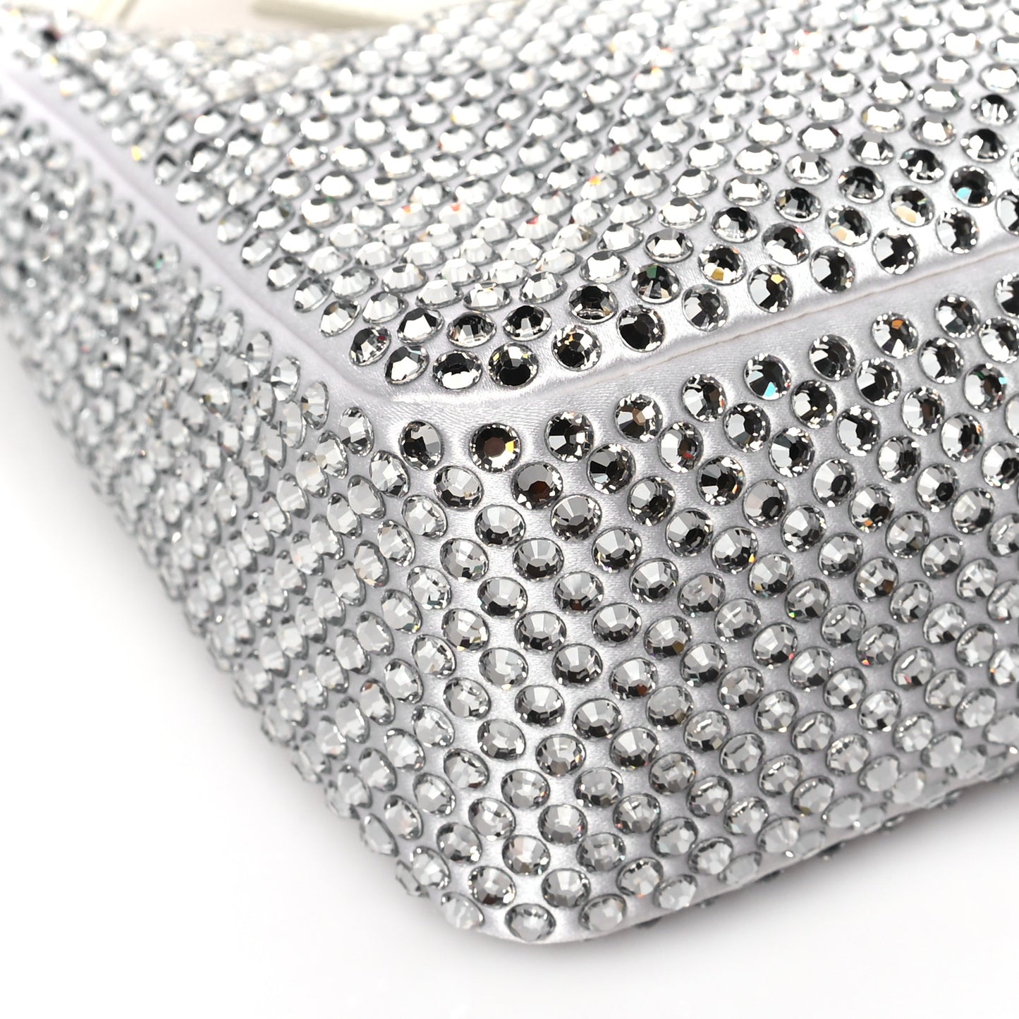 Satin Crystal Mini Re-Edition 2000 Bag White